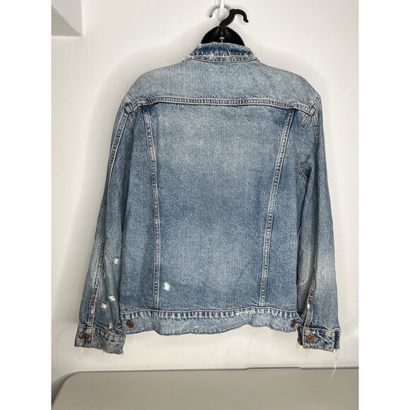 Lucky Jean Jacket Tomboy Trucker Distressed Blue Denim Women’s Size XL - Picture 2 of 11